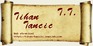 Tihan Tančić vizit kartica